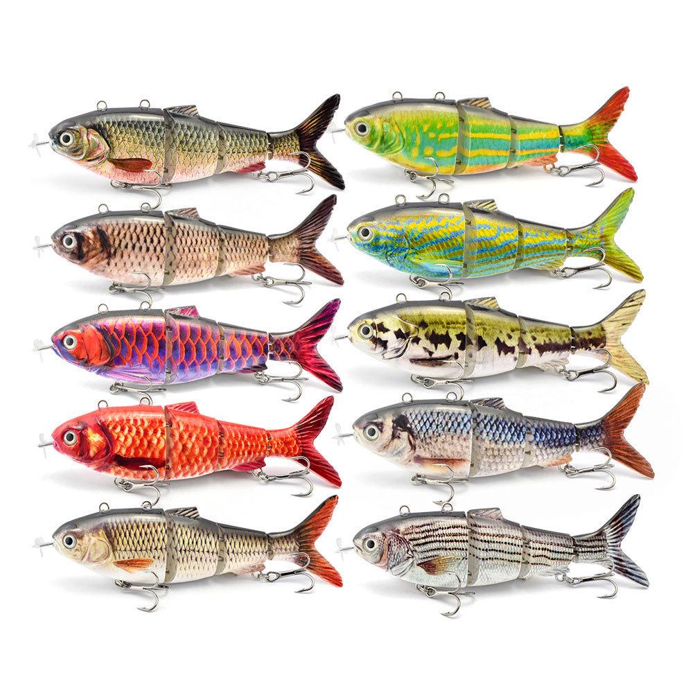 Rechargeable LED Electric Multi-Section Vibrating Fish Lure with Propeller Motor