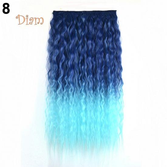 Tenfyer Extension de cheveux à clipser, longs et sexy, dégradés de couleurs, ondulés et bouclés, pour femmes, 60 cm
