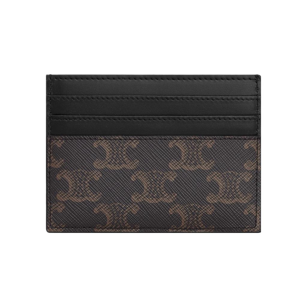 Celine Triomphe Logo Print Leather Card Holder Men accessories Black 10K912FGS-38SI