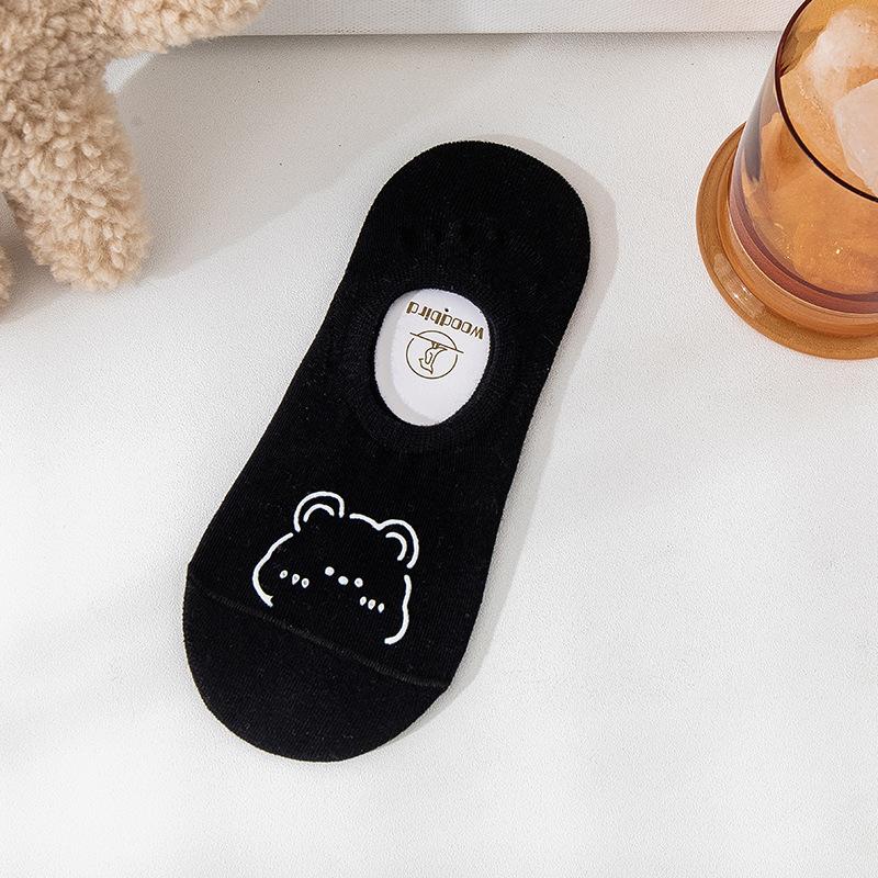 Pairs Women s Bear Pattern Boat Socks Non-Slip Non-Falling Invisible Socks Thin Socks 1 Pairs