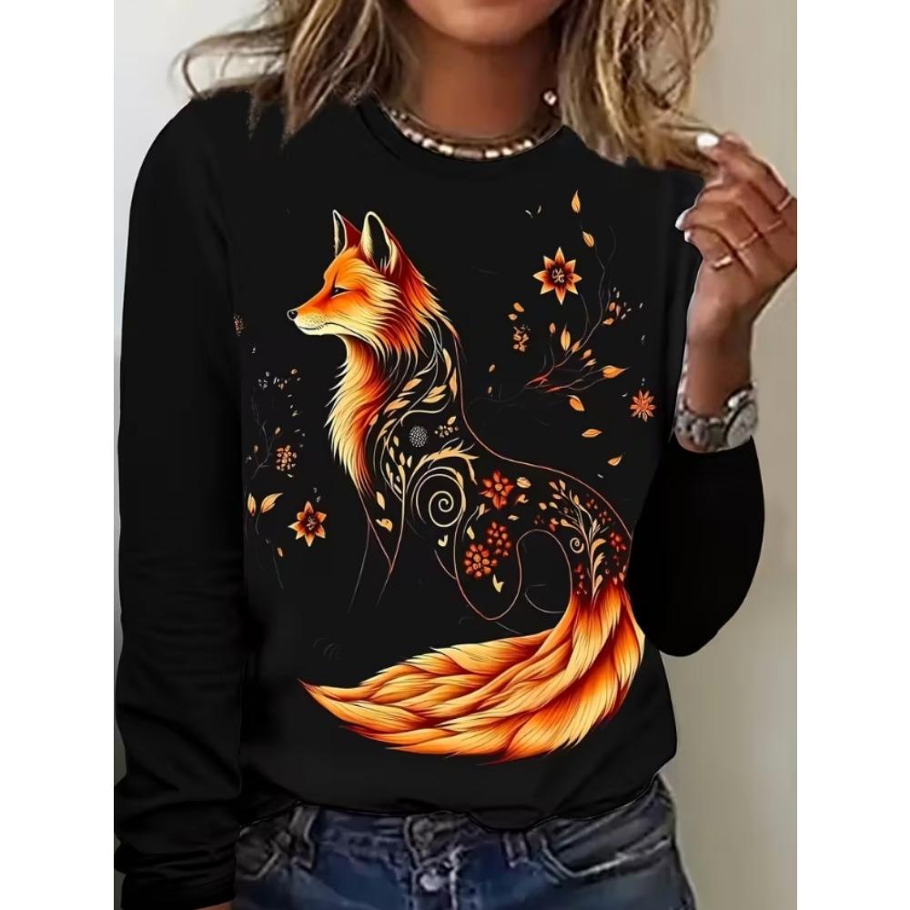 Summer Fashion Women's Casual Long-sleeved Printed T-shirt Top