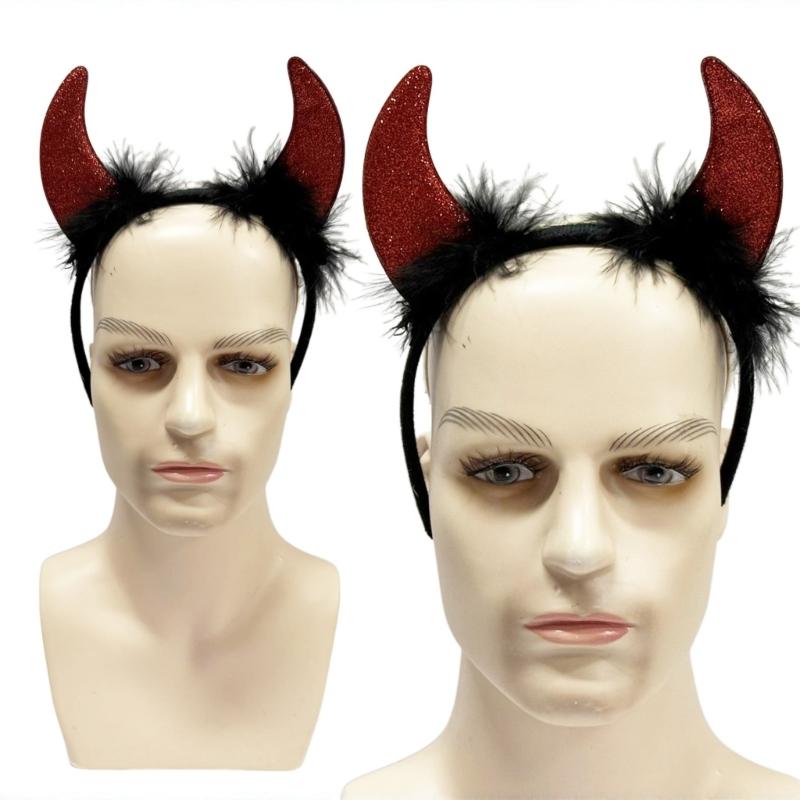 Verstellbare Teufelshörner Kopfbedeckung Bequeme Kopfbedeckung Einzigartige Kopfschmuck Kostümzubehör für Halloween-Veranstaltung