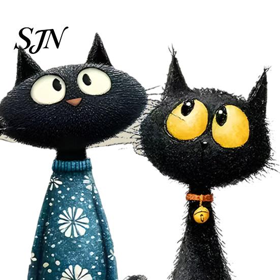 Easy Peel Glass Decals Halloween Cartoon Black Cat Static Sticker, PVC Window Decorative Removable Murals Decal, Waterproof Clings for Living Room