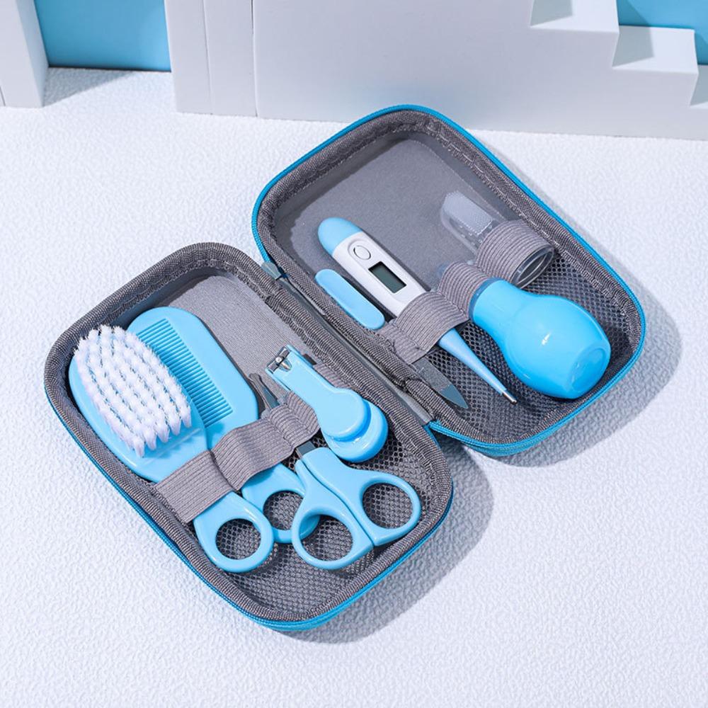 

8pcs Material Safety Newborn Grooming Kit EVA Bag Child Care Cleaning Set Mother and Baby синий