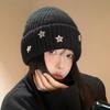 Five Pointed Star Ear Protecting Hat Thicken Beanies Cap Fashion Knitted Hat  Autumn And Winter