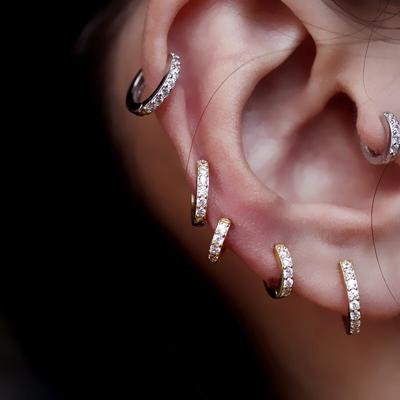 925 Sterling Silber Ohrring Mode Einfache Persönlichkeit Zirkon Runde Kreis Ohr Ring Ohr Knochen Schnalle Wilde Frau Junge Mädchen Ohr Schmuck