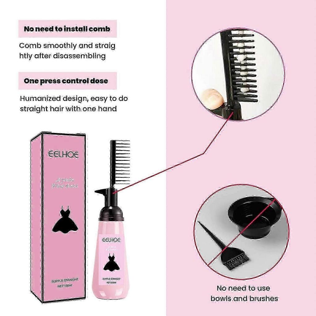 Hair Straightening Cream with Comb, 150 ml Straightening Cream Protein Correcting Cream, Straightening Cream for Curly Hair and Damaged Dry Hair
