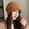 Autumn and Winter Hats for Women Korean Style Baotou Hat Big Head Circumference Showing Face Small Pile of Hats Retro Casual Versatile Knitted Hat