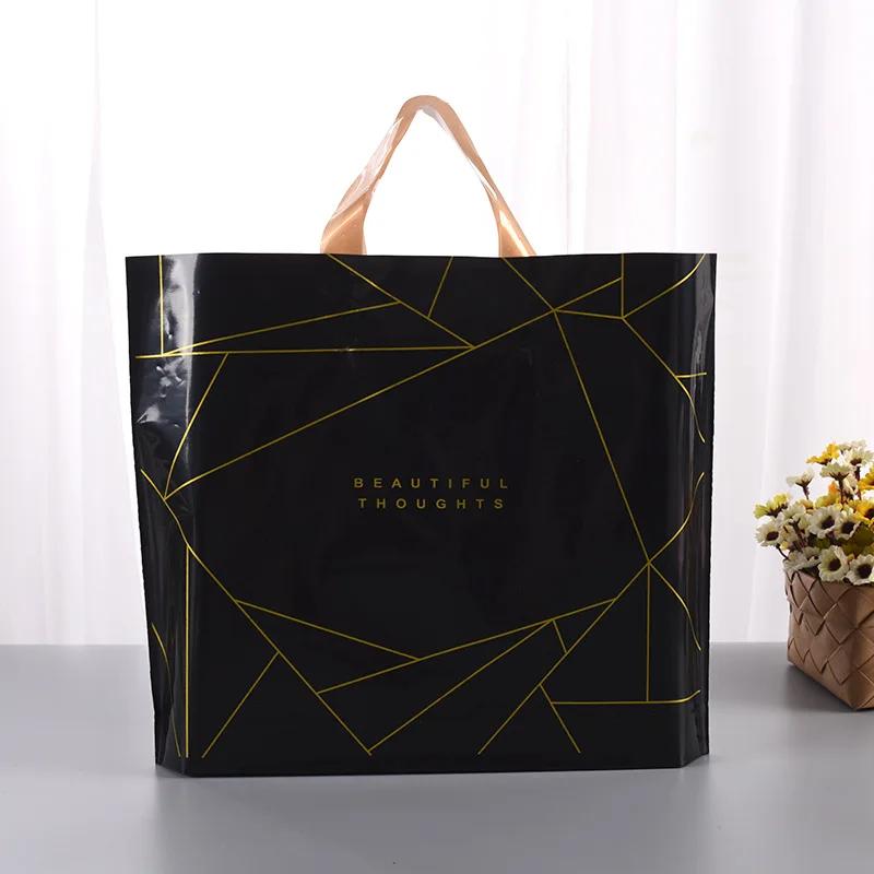 

50pcs Thick Large Plastic Bags With Handle Fashion black and white stripes clothing store Packaging Bags Wedding candy Gift Bag S 33x25x6cm&As shown in the figu