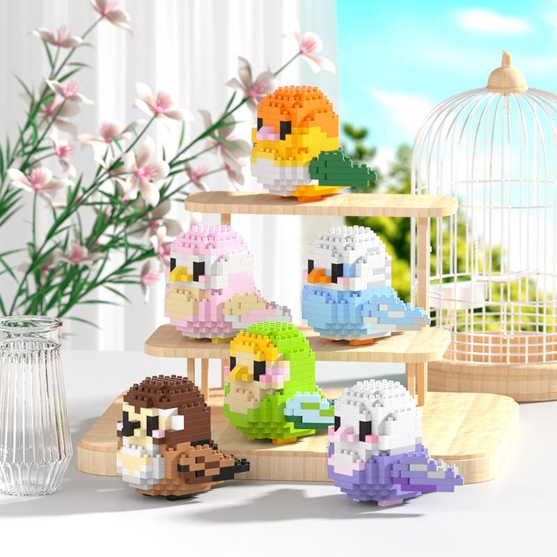 Cute Cartoon Bird Animal Plush Toy Desktop Decoration Educational Diy Building Blocks Gift