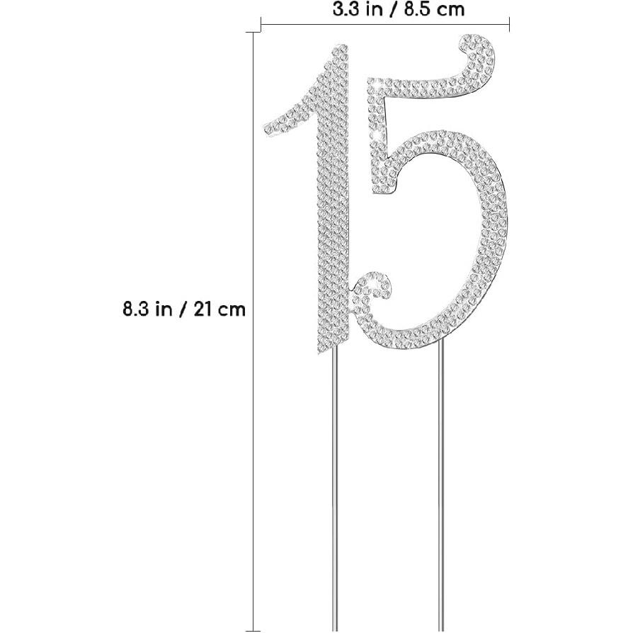 VALICLUD Rhinestone Cake Topper for Birthday Anniversary Elegant Silver Decoration Reusable for Parties and Celebrations