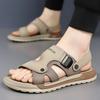 Fashion 2025 Summer New Casual Breathable Sandals for Men Dual-use Outdoor Fashion Slippers Male Solid Color Leather Sandals Man