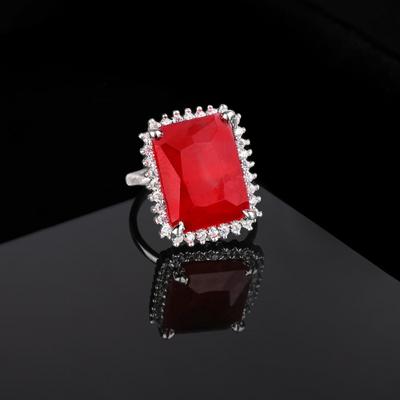 Adjustable Sparkling Rhodium Plated CZ Ring for Women