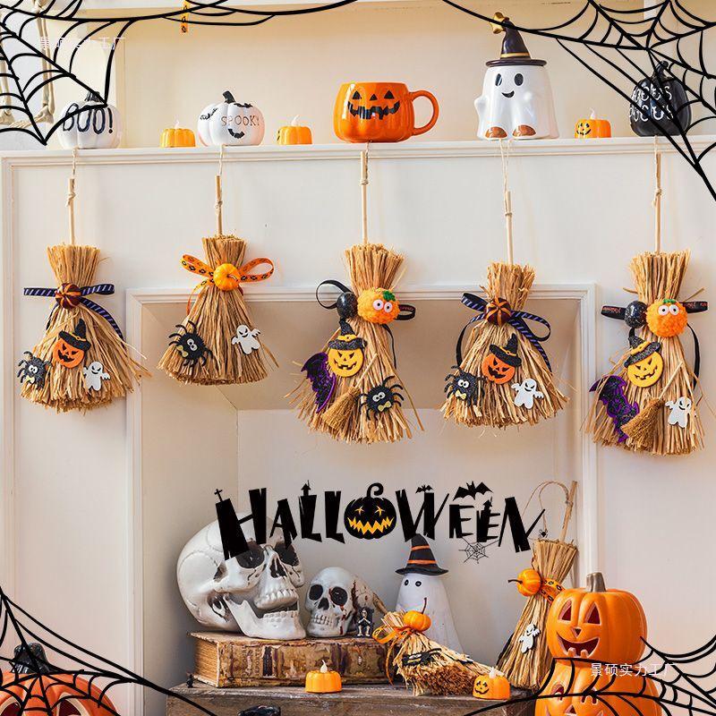 Halloween Broom & Ghost DIY Scene Decor: Pumpkin Pendant for Party, Bar, or Kindergarten