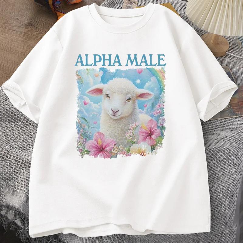

Alpha Male T Shirt Casual Meme T-shirt Silly Weird Goat Graphic Tee Fashion Short Sleeve O Neck Printed Tshirt Clothing M