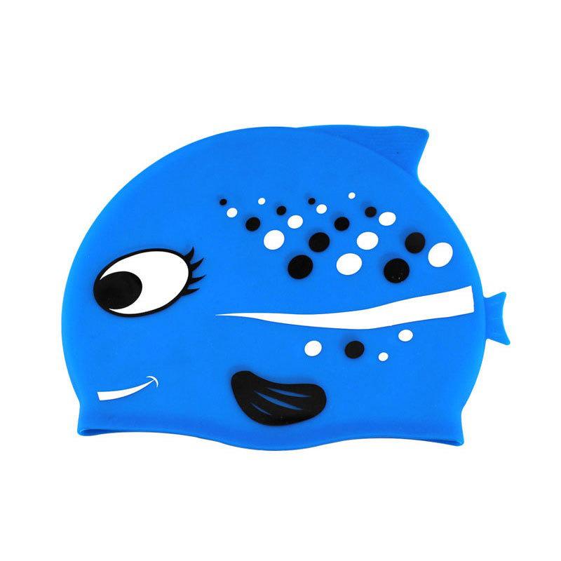 Children's Cute Cartoon Fish Silicone Swim Cap - Unisex, Comfortable, Ear Protection, Non-Tight, Ideal for Swimming Training