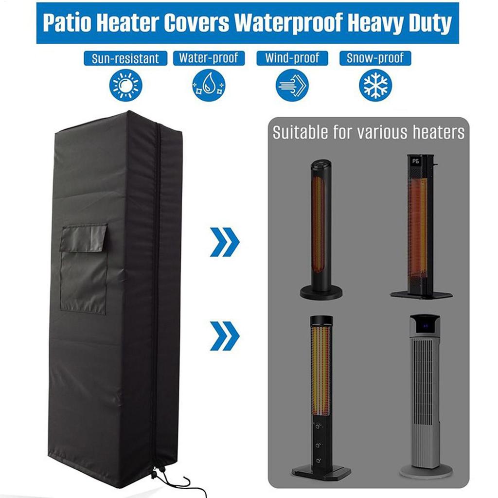 Outdoor Patio Heater Cover Adjustable Protector Waterproof Tower Heater Cover With Zipper For Outside Winter Home Air