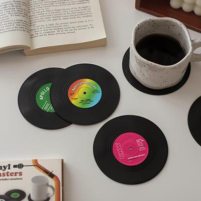Vintage Mug Coaster Vinyl Not Easily Deformed Record Coaster Silicone Coaster Silica Gel Vinyl Placemat Insulation