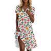 Women's Casual Fashion Stand Collar Floral Print Short Sleeve Dress