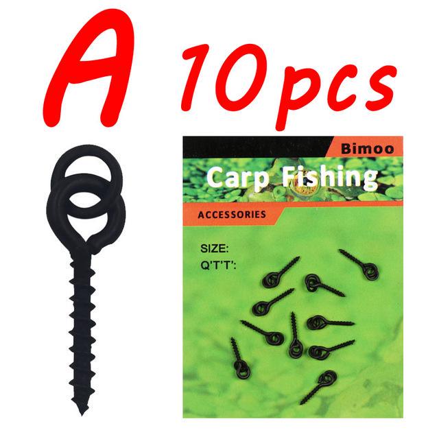 

Bimoo, 10 шт., аксессуары для ловли карпа, винт для бойла, колышек с кольцом, поворотное приспособление для чодовой установки, терминал, держатель для приманки A