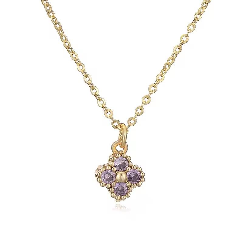 New Bestselling Clover Flower Colored Zircon Women's Necklace Luxury Jewelry Gift