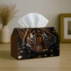 1pc Wild Tiger Animal Nature Tissue Holder - Golden Coin Dark Water, Sturdy Napkin Organizer for Vehicle, Kitchen, Dining, Home Decoration - Ornamenta