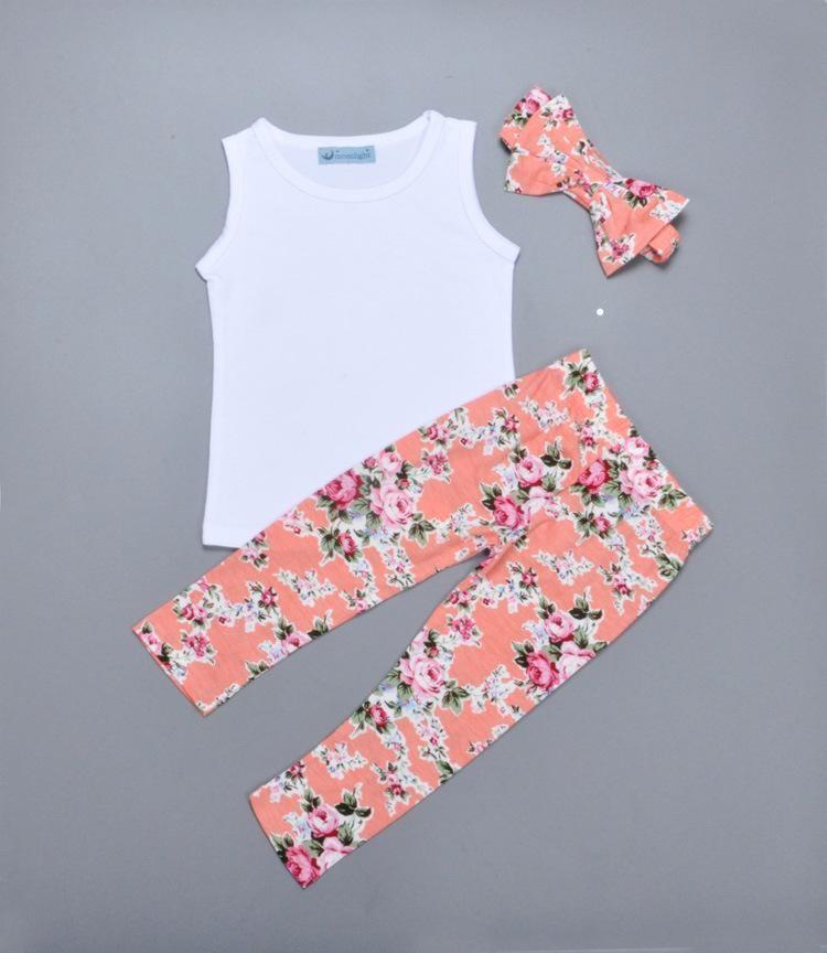 

Adorable Toddler Girls Kids Floral Tops Pants Trousers Headband 3pcs Outfits Set Clothes 5T
