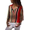 Women Autumn Striped Floral Long Sleeve Button V Neck T Shirt Casual Blouse Tops For Effortless Style And Comfort