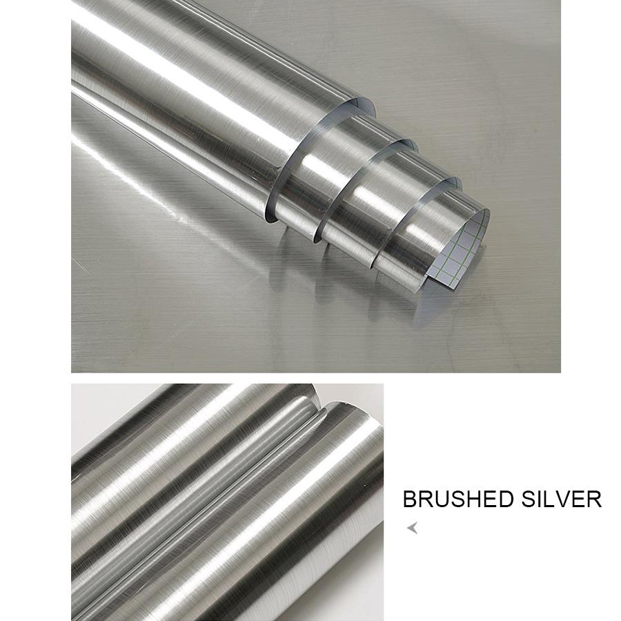 Thicken Brushed Metal Wallpaper Self-Adhesive Home Appliance Fridge Decorative Film Old Furniture Waterproof Renovation Stickers