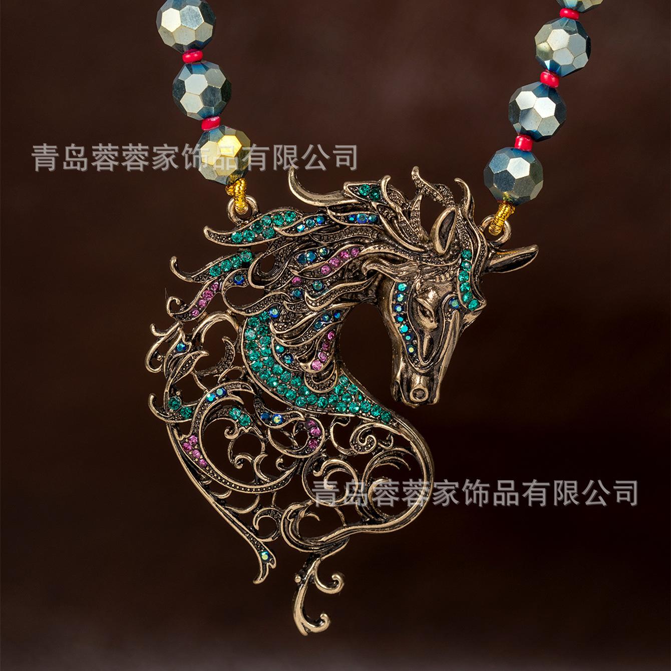 Medieval Aristocratic Heavy Industry Horse Head Earrings Vintage Unique Products Elegant Temperament Palace Style Jewelry Set