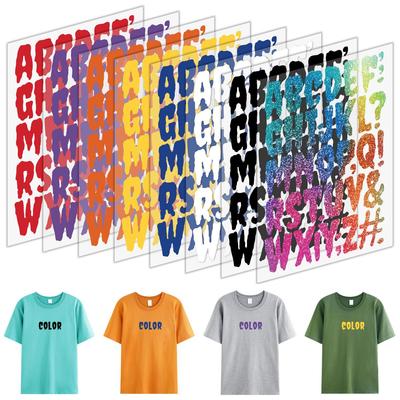 8-Color Iron-On Transfer Film of 8 Colors, 2 Inch, from A To Z, for Printing On T-Shirts, Jeans, Caps, Clothing, Stickers, Thermal Patches