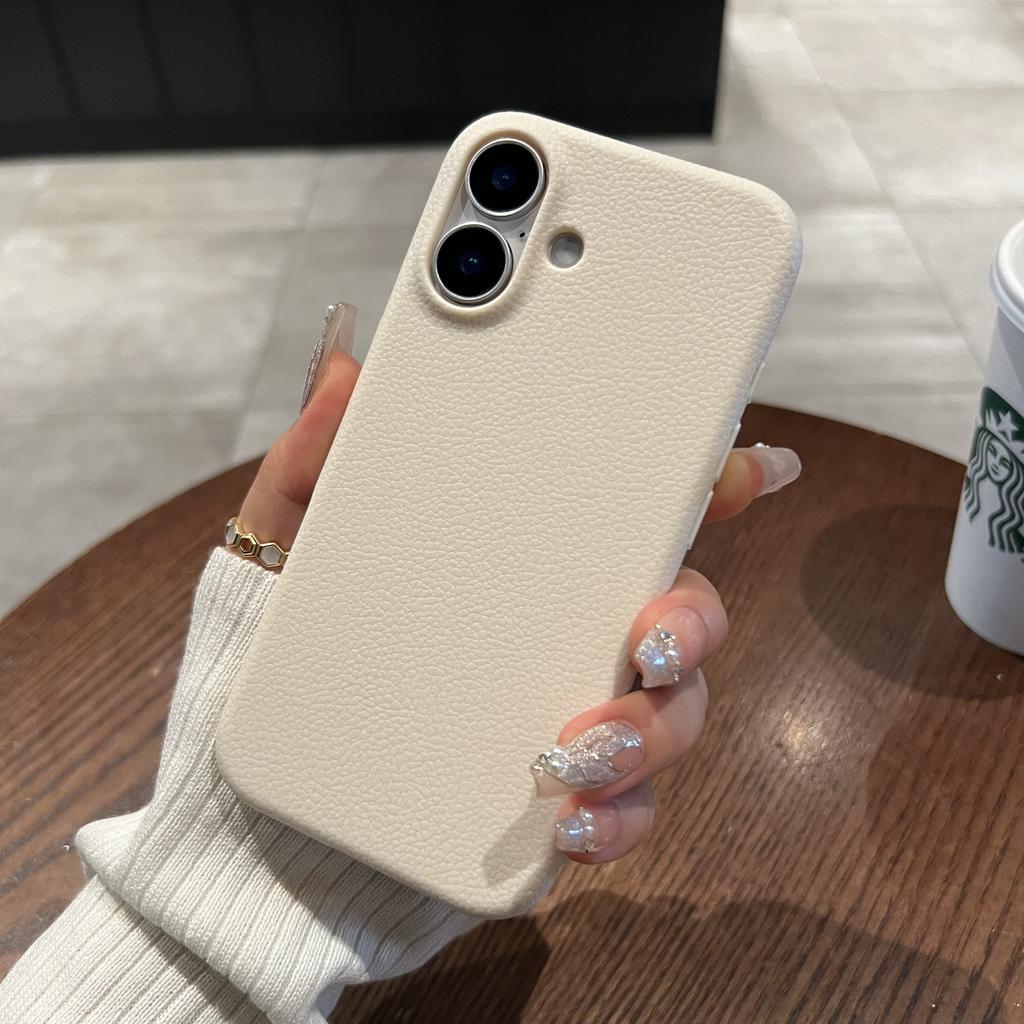 Leather Texture Shockproof Soft Silicone Case For iPhone 16 15 14 Plus Pro Max 13 12 11 Lichee Pattern Simple Business Cover