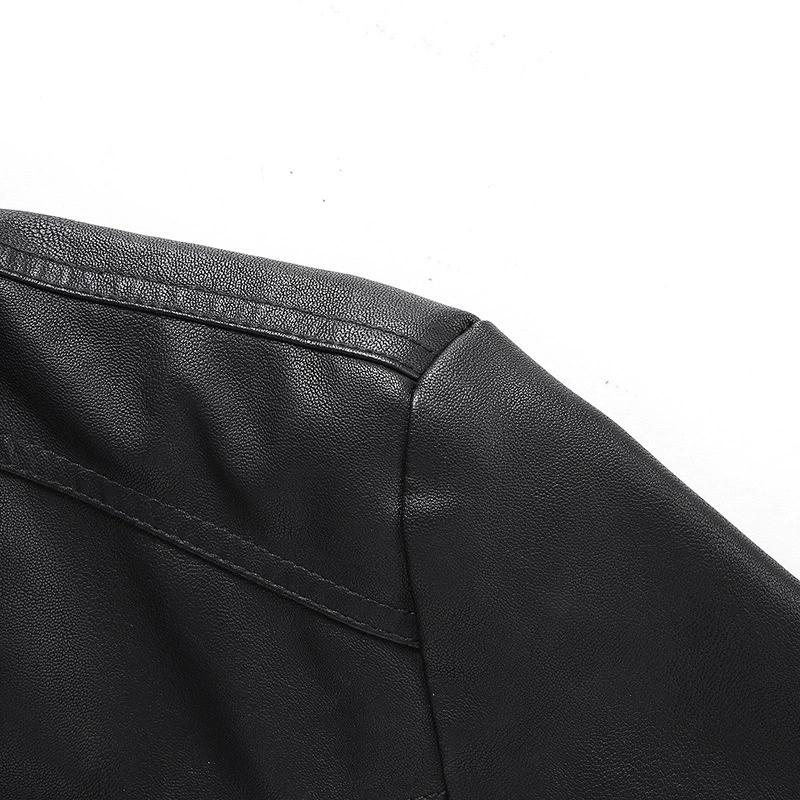 Men's Leather Jacket Spring, Autumn and Winter Slim-fit Trend Plus Velvet Thickened Motorcycle Jacket Men's Leather Jacket