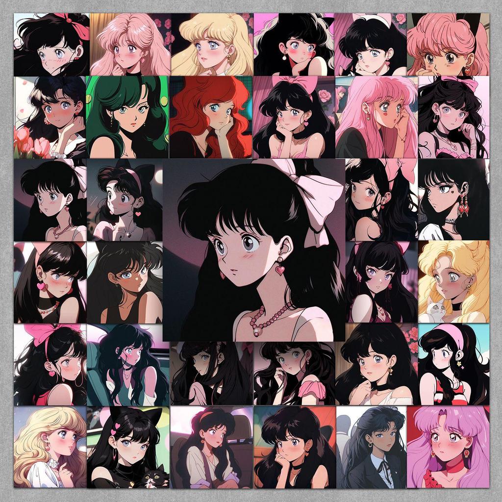 50 Cute Anime Girl Avatar Stickers for Journals and Notebooks