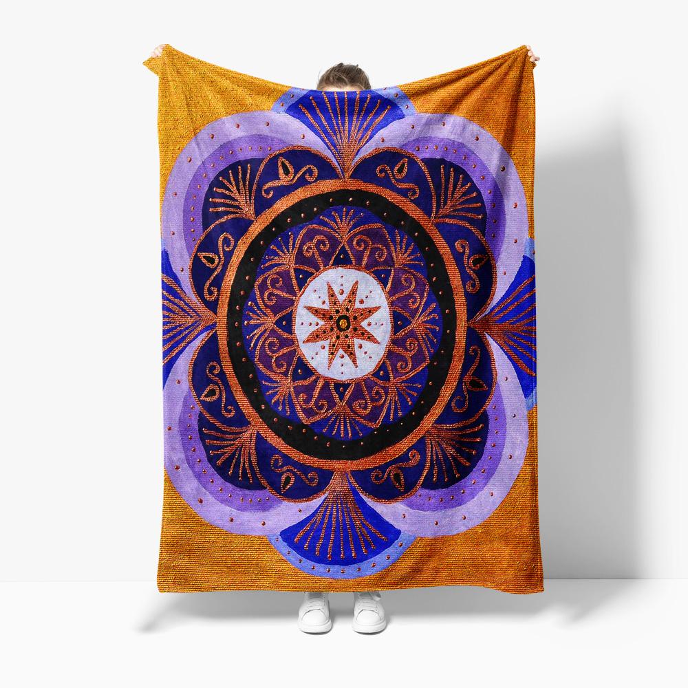 

Mustard Yellow Mandala Bohemian Beaded Throw Blanket Bedspread Sofa Cover Decorative Bedding 75x100cm (30x40inch)