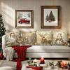 4PCS Christmas Decorative Pillow Cover Reindeer Snowman Cushion Case Sofa Living Room Throw Pillow Sham
