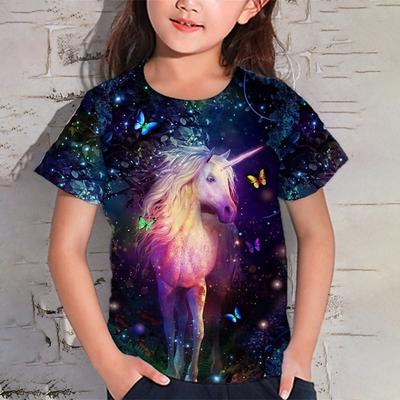 Clothes For Girls From 9 To 12 Years Unicorn Tshirt For Kids Summer Short Sleeve Kawaii T-Shirts Animals Children Top Wholesale