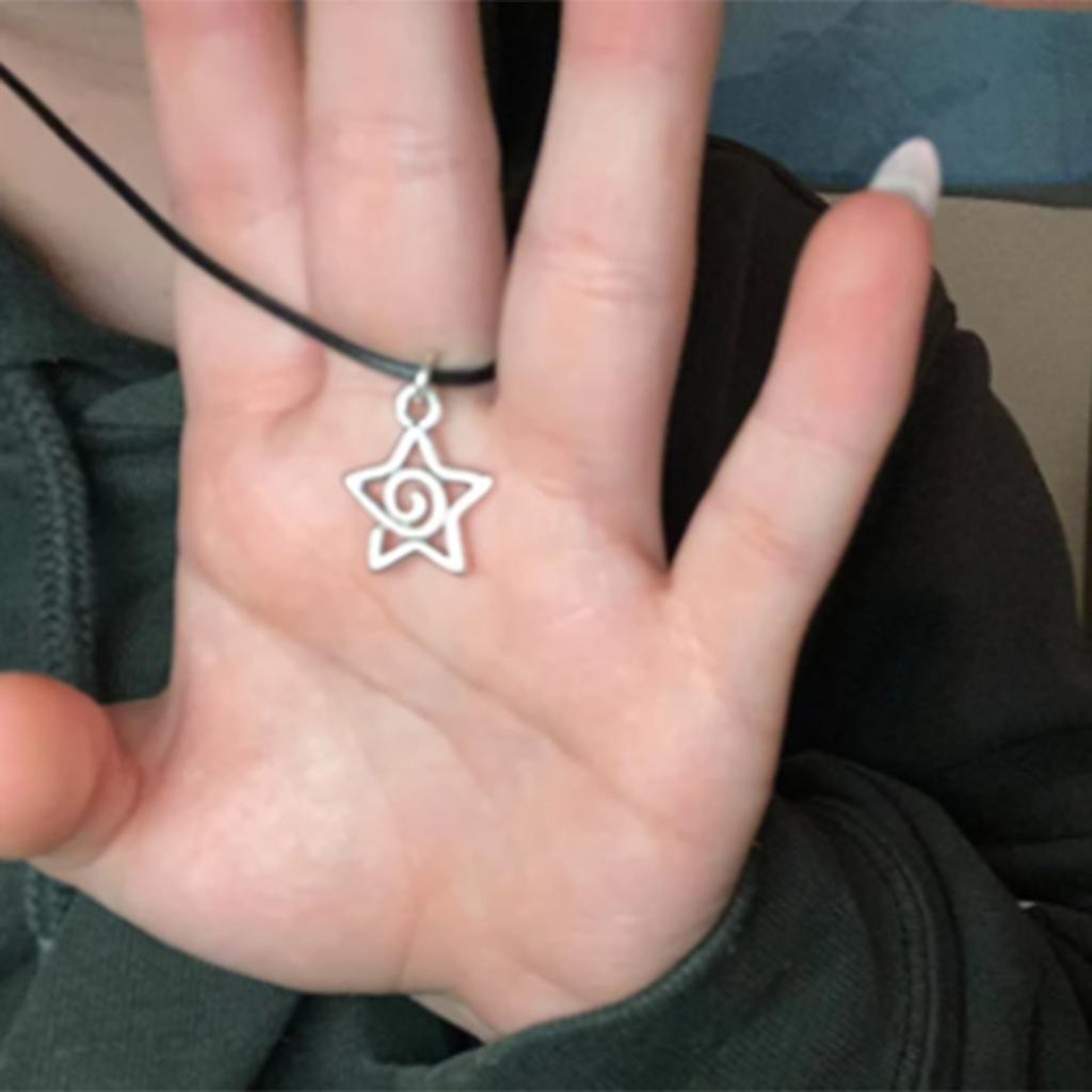 Silver Swirl Star Pendant Necklace Adjustable Length Clavicle Chains Fashionable Punk Collarbone Chain Jewelry for Women