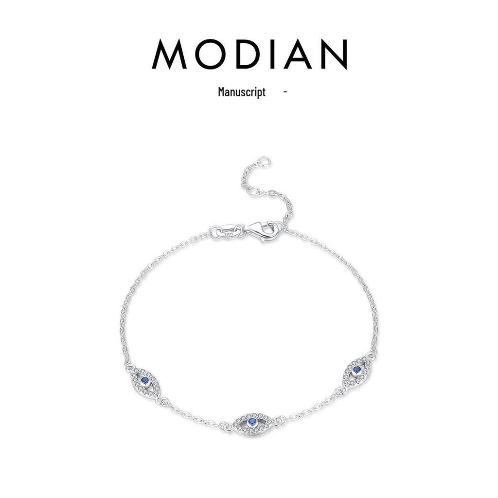 Modian S925 Sterling Silver Devil's Eye Diamond Bracelet for Women - Light Luxury European American Style.