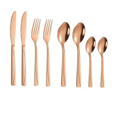 Mirror Finish Rose Gold Plated Stainless Steel Flatware Set Copper Silverware Set Rose Gold Spoon