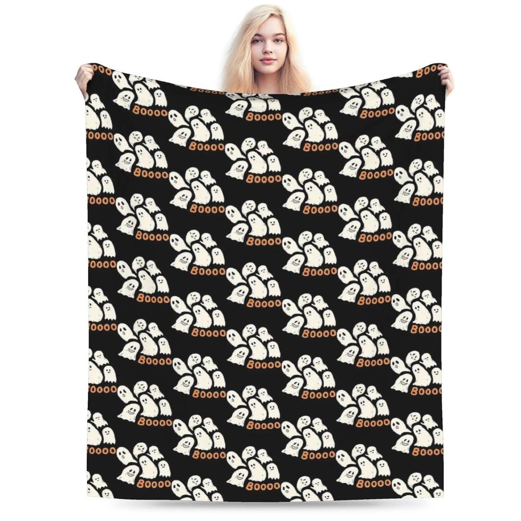 Warm Flannel Throw Blanket for Girls Boys  Airplane Travel Purple Spooky Halloween Ghosts Design for Sofa Bed Chair Cover