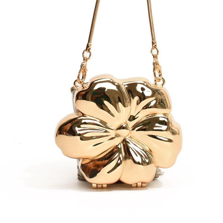 PVC Messenger Bag with Magnetic Buckle, Solid Color Gloss 1 Rose Gold Floral Acrylic Clutch Bag, Lily of The Valley Charm 2025