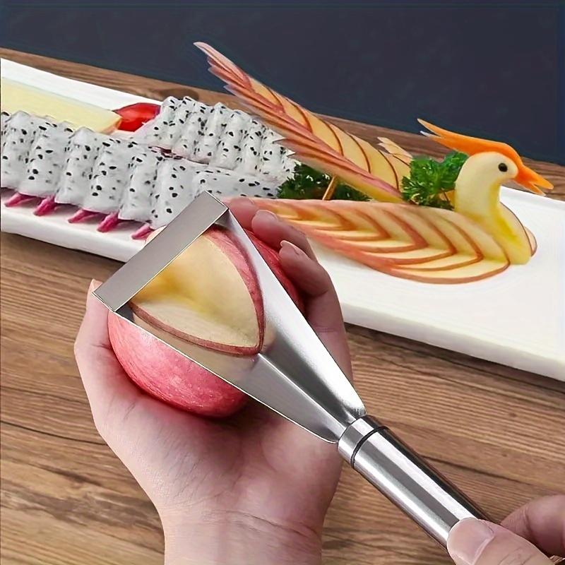 1pc Triangular fruit carving knife, anti-slip groove tool, DIY fruit plate decoration