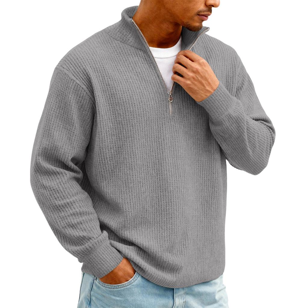 Men's Vintage Long,Sleeve Top | Zip,Up Stand Collar Stylish Casual Shirt For Daily & Outing Wear