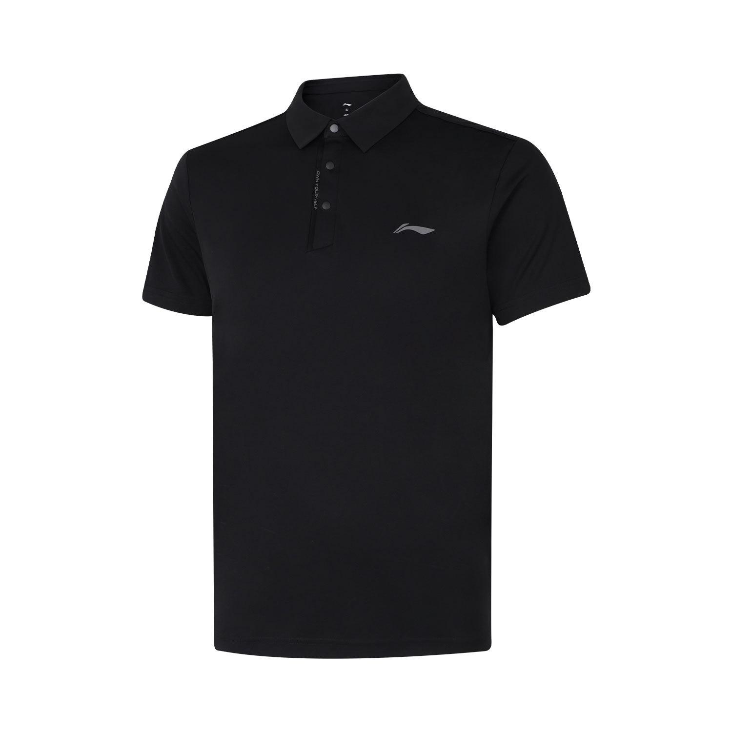 

Li Ning однотонный пуловер для фитнеса, спортивная рубашка-поло, мужские топы, черный APLU119-1 XL