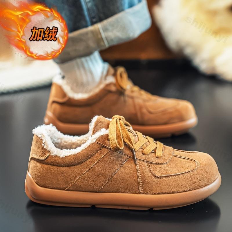 

British Style Men s Low Top Warm Hairy Casual Single Shoes 2026 Winter Vintage Versatile Soft Comfortable Plush Cott Sneakers 39 верблюд