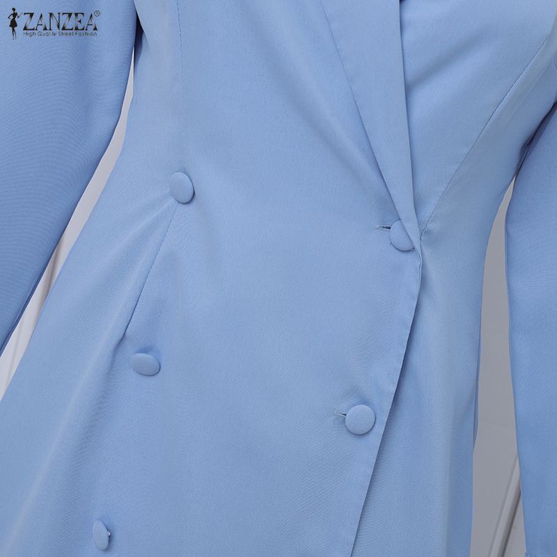 ZANZEA Women Elegant V-Neck Casual Long Sleeve Dress