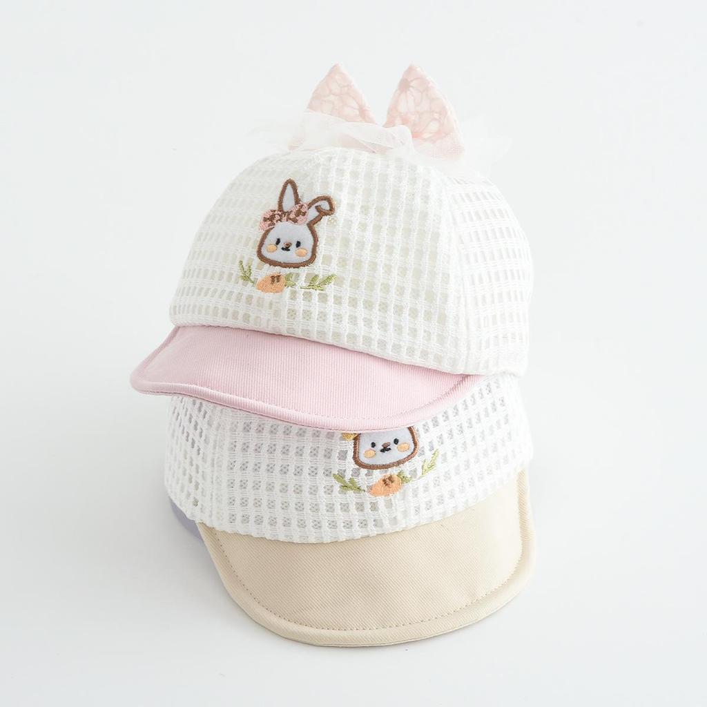 Children's Cute Rabbit Embroidered Mesh Baseball Cap - Breathable, Windproof, Sun Protection Hat