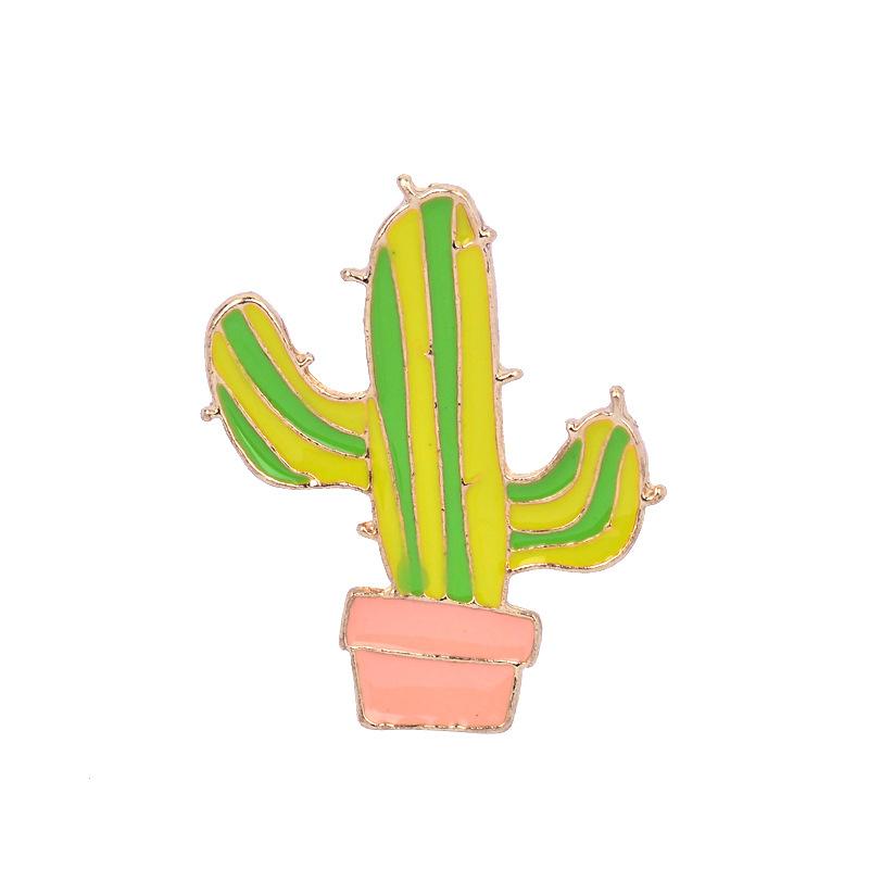 Potted Plant Cactus Enamel Pins Metal Lovely Badges Brooch Vintage Brooches For Women Jewelry Clothing Collar Lapel Accessories