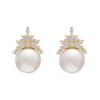 Crown Zircon Pearl Drop Earrings: Trendy, High-End Fashion & Light Luxury Style for Women